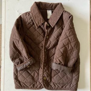 Quilted toddler field coat brown quality jacket with corduroy trim 3 4 toddler